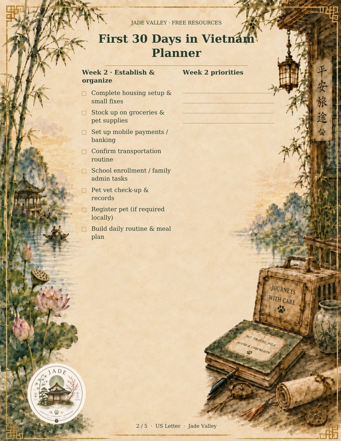 First 30 Days in Vietnam Planner — page 2 of 5