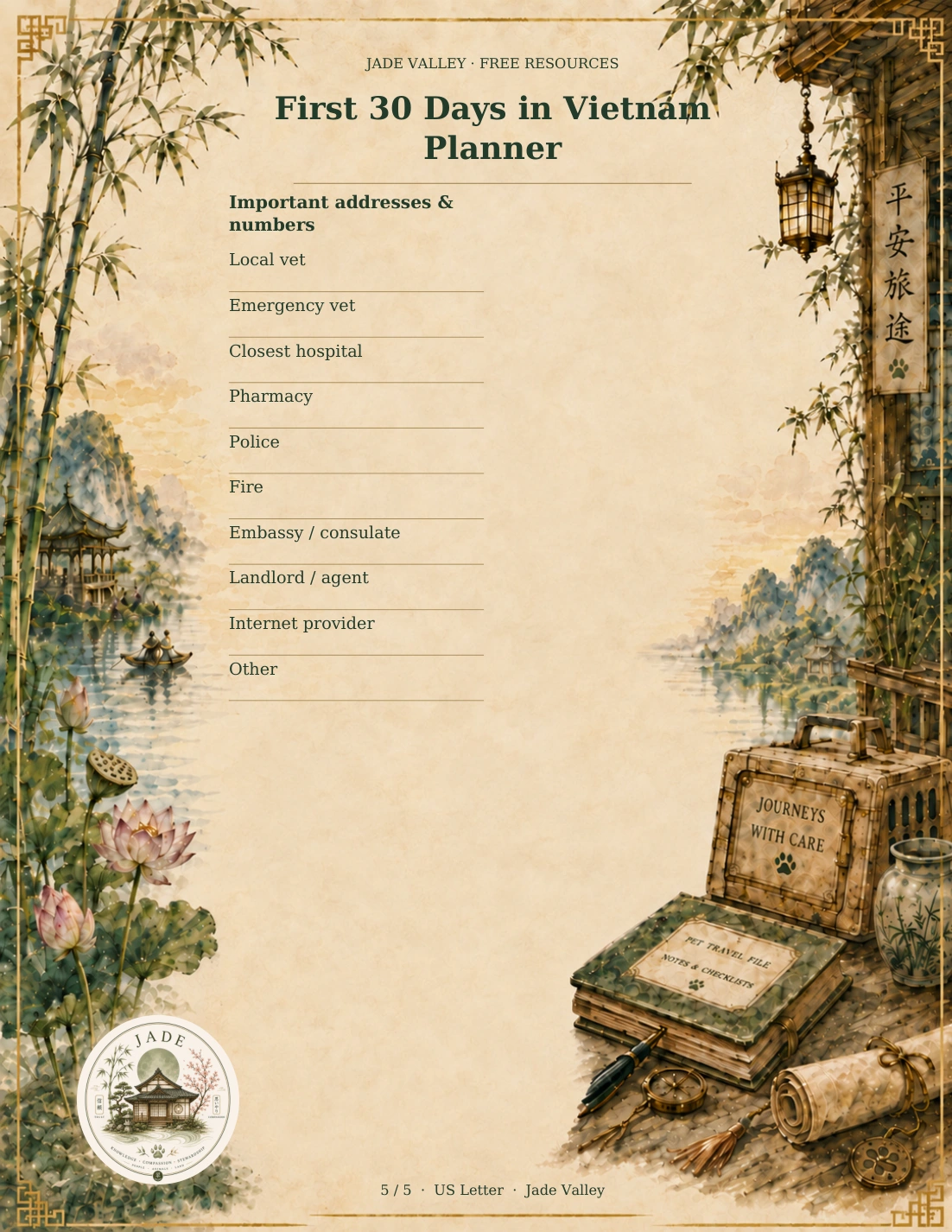 First 30 Days in Vietnam Planner — page 5 of 5