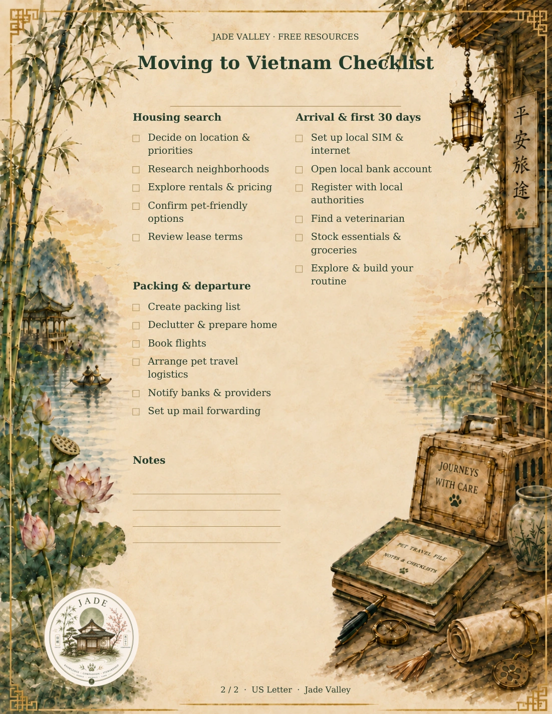 Moving to Vietnam Checklist — page 2 of 2