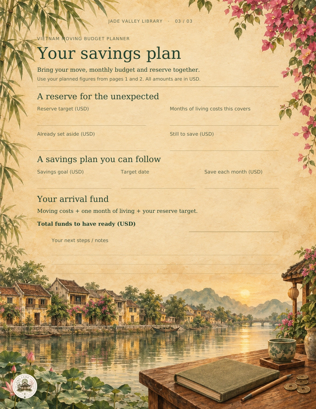 Vietnam Moving Budget Planner — page 3 of 3